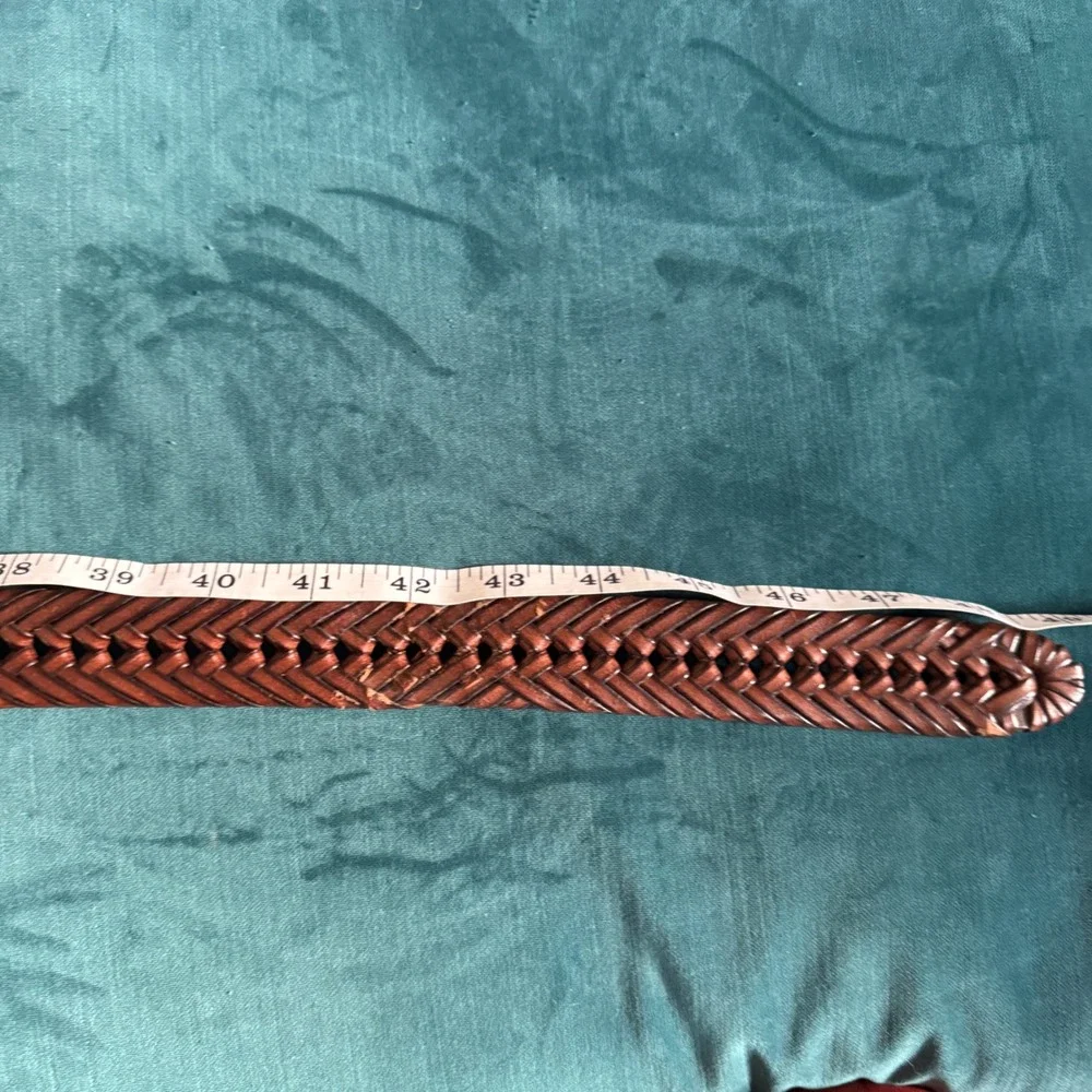 Tommy Hilfiger Braided‎ Leather Belt Brown Brass Buckle Men's 42 / 105